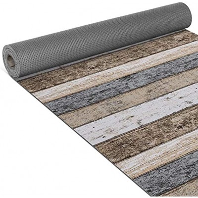 ANRO Küchenläufer Teppich Läufer gewebt Muster Holz Braun 65x200cm Viele Größen Muster