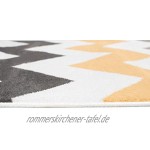 Carpeto Rugs Teppich Läufer Flur Modern Teppichläufer – Kurzflor Weich für Küche Vorzimmer Eingangsbereich Schlafzimmer Meterware 60 cm Breit Grau Gelb 60 x 100 cm