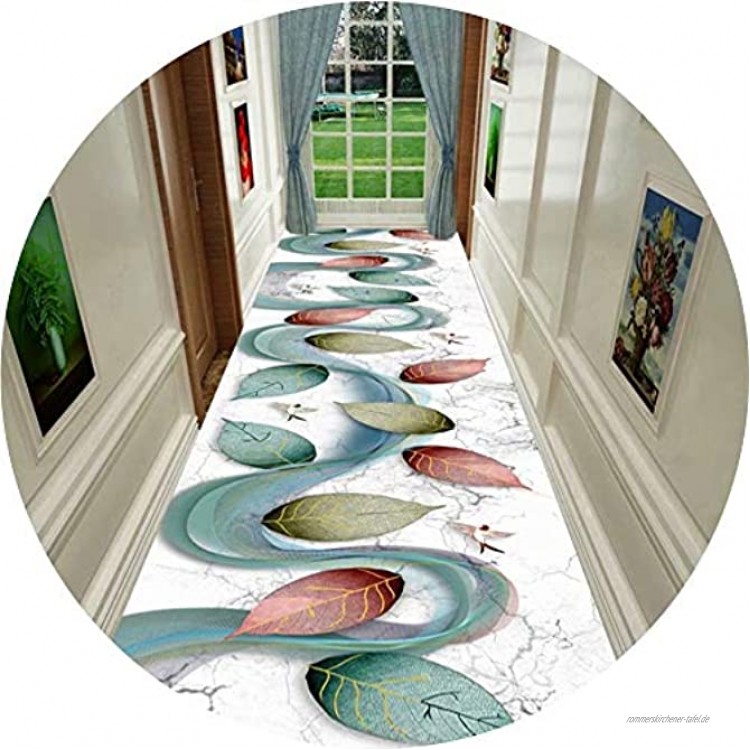 Läufer Teppiche Flur Teppich Korridor Teppich Eingang Matte Blattmuster Veranda werfen Teppich mit rutschfestem für Wohnkultur Color : A Size : 80x600cm