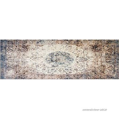 matches21 Teppichläufer Küchenläufer Teppich Läufer abstrakt Ornamente Vintage beige Velours & Latex waschbar 60x180 cm