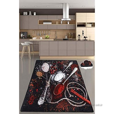 Miqna küchenteppich Moderne rutschfeste Sohle Gel Läufer waschbar schwarz schwarz 120 x 180 cm