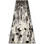 rugsx Modern Gloss Teppich Läufer Teppiche für Wohnzimmer Schlafzimmer Küche Läufer Flur stivoll Würfel Glamour Art Deco schwarz grau Gold 80x300 cm