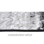 TAPISO Maya Teppich Läufer Meterware Kurzflor Wohnzimmer Flur Küche Modern Brücke Grau Weiß Schwarz Verwischt Meliert Design ÖKOTEX 60 x 200 cm
