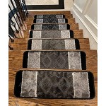Gloria Teppich Hochflor rutschfeste Gummirückseite Anti-Rutsch-Teppich Treppenstufen – Waschbare Treppen-Teppiche Set von 7 21,6 x 66 cm 2308-GRY