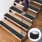 Bojim 10 X 80cm Treppenstufen Rutschschutz Schwarz mit Walze Modern Treppenteppich Selbstklebend Weich PEVA für Treppen Außen und Innen Stufenmatten Innen 15 Stück Selbstklebend Wasserdicht