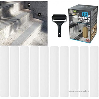 cocofy Anti-Rutsch Sticker für Treppen außen und innen,10x Streifen 61x10 cm semi transparent durchsichtig Starker Halt Dank Spezial-Outdoor-Oberfläche Rutsch-Schutz für Treppenstufen