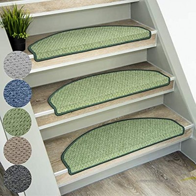 Floordirekt Stufenmatten Baleno | Halbrund oder Eckig | Treppenmatten in 5 Farben | Strapazierfähig & pflegeleicht | Stufenteppich für Innen Grün Halbrund 56 x 19 cm