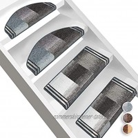 Floordirekt Stufenmatten Ikaria | Halbrund oder Eckig | Treppenmatten in 3 Farben | Hochwertig & robust | Stufenteppich für Innen Grau Halbrund 65 x 23,5 cm