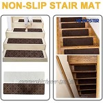NEWOSTER Rutschfeste Stufenmatten für Treppen 76,2 x 20,3 cm 14 Stück Holzboden-Teppiche Treppenmatten rutschfest für den Innenbereich selbstklebend Braun