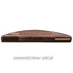 rugsx Treppenteppich Adagio Stufenmatten Selbstklebend 64x22 cm + 3,5cm Vorderkante braun 17 Stück