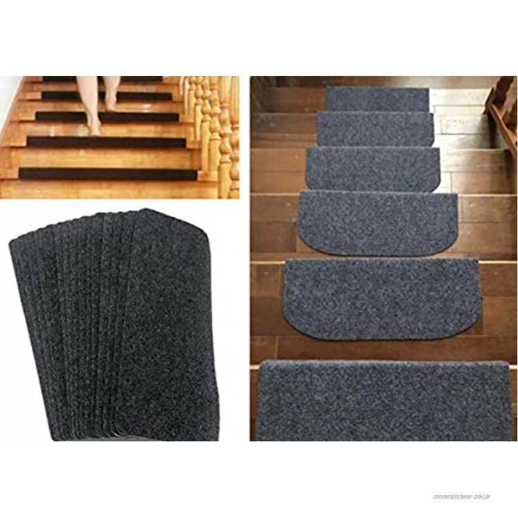 Touchfive Stufenmatten für Treppen ProStair zuschneidbar dämpfend und rutschfest Grau 45 x 20 cm