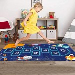 Aunye Kinder-Teppich für Kinderzimmer Hüpfspielteppich mit Zahlen & Spielkissen zum Werfen,Kinderteppich Hüpfspiel Teppich Hüpfkästchen Teppiche fürs Kinderzimmer 80×120cm