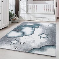 Carpetsale24 Kinderteppich,Kinderzimmerteppich,Bär Figur,Rechteckig,BLAU Maße:120 cm x 170 cm