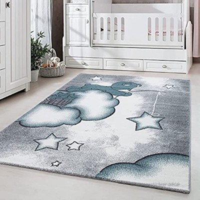 Carpetsale24 Kinderteppich,Kinderzimmerteppich,Bär Figur,Rechteckig,BLAU Maße:120 cm x 170 cm