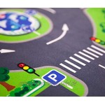 Kids Globe Spielteppich mit Straßen leuchtende LED-Ampeln Kinder-Teppich mit Anti-Rutsch-Boden Größe 120x72 cm 570271