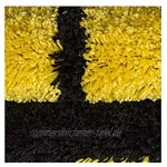 Kinderteppich für Kinderzimmer Fussball Form Hochflor Teppich Gelb-Schwarz 120x120 cm Rund