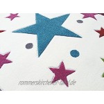 Livone Pflegeleichter Kinderteppich Baby Teppich Kinderzimmer Sterne Punkte in Creme Multi rosa blau grün rot gelb Silber grau Grösse 160 x 230 cm