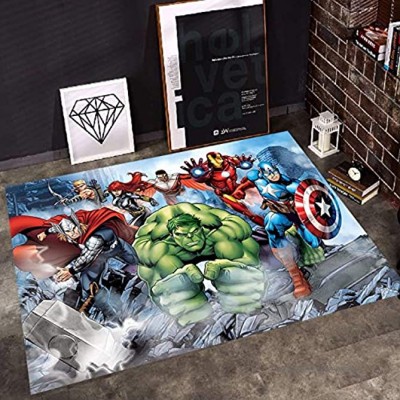 Meinianda Teppich Kinder Cartoon Rechteck Hulk Captain America Anime Avengers Teppich Wohnzimmer Kinderzimmer Moderne rutschfeste Badematte 160 * 230cm