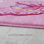 Paco Home Kinderzimmer Teppich Kinderteppich Schmetterling Motive Mit Konturenschnitt Pink Grösse:140x200 cm