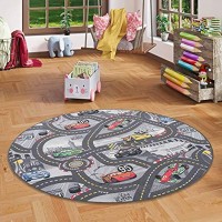 Snapstyle Kinder Spiel Teppich Walt Disney Cars Auto Grau Rund in 7 Größen