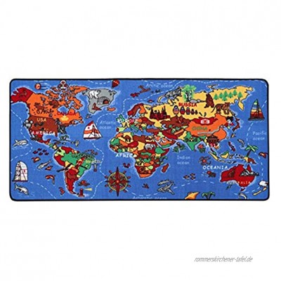 Spielteppich Lernteppich für Kinder Weltkarte 95x200 cm Spielmatte Anti-Schmutz-Schicht Kinderzimmerteppich mit Karte