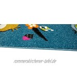 Traum Kinderteppich Spielteppich Kinderzimmer Teppich Zootiere in Blau Größe 80x150 cm