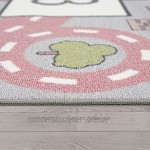 TT Home Kinder-Teppich Spielteppich Für Kinderzimmer Straßen-Look Hüpfkästchen Rosa Größe:240x340 cm
