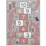 TT Home Kinder-Teppich Spielteppich Für Kinderzimmer Straßen-Look Hüpfkästchen Rosa Größe:240x340 cm