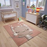 VIMODA kinderzimmer kinderteppich Flauschiger Baby Teppich Glückliches Kätzchen Katze Kinder- Jugendzimmer Maße:120x170 cm
