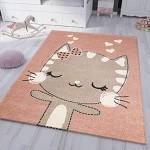 VIMODA kinderzimmer kinderteppich Flauschiger Baby Teppich Glückliches Kätzchen Katze Kinder- Jugendzimmer Maße:120x170 cm
