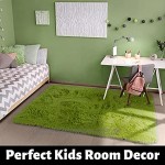 Weicher Teppich für Schlafzimmer flauschiger Wohnzimmer Kinderzimmer Plüschteppich grauer Teppich rechteckig niedliche Zimmerdekoration Baby 3x5 Feet grasgrün