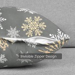 Bateruni 2er Set Graue Kissenbezüge Weihnachten Winter Schneeflocken Kissenhülle Doppelseiten Bedruckte Zierkissenbezüge Couch Bett Sofa 45x45cm