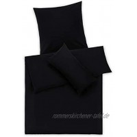 Blumtal Mako Satin Bettwäsche 135 x 200 cm mit Kissenbezug 40 x 80 cm 100% Baumwolle Superweiches Bettbezug Set Black