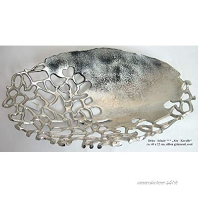 Bollweg Moderne Deko Schale Alu-Koralle Silber glänzend ca. 22 x 40 cm B x L