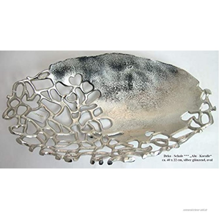 Bollweg Moderne Deko Schale Alu-Koralle Silber glänzend ca. 22 x 40 cm B x L