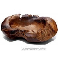 Brillibrum Design Natur Teak Schale Snackschale Holz Exklusive Deko aus massiven Teakholz rustikale Holzschale rund rund ⌀ 50 cm