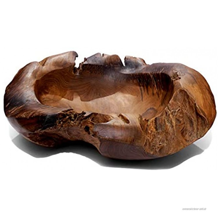 Brillibrum Design Natur Teak Schale Snackschale Holz Exklusive Deko aus massiven Teakholz rustikale Holzschale rund rund ⌀ 50 cm