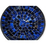 Deko Schale Glasmosaik rund blau schwarz gestreift 20cm