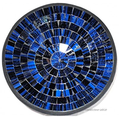 Deko Schale Glasmosaik rund blau schwarz gestreift 20cm