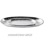 Schale Servierplatte Dekoschale Aluminium Silber Metall Deko Modern Wohnzimmer Küche Luxus Tischdeko Hochzeit 2er Set 38 cm