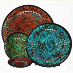 Simandra Mosaikschale Tonschale Glasschale Dekoschale Mosaik Kunsthandwerk Glassteine Deko rund Spiegel M Color Blau