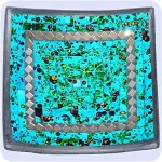 Simandra Mosaikschale Tonschale Glasschale Dekoschale Mosaik Kunsthandwerk Glassteine Deko Quadrat Spiegel Mini Farbe Blau