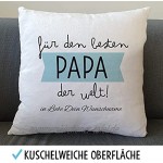 Bester Papa der Welt Flauschiges Kissen mit Motiv Personalisiert mit Namen Geschenke Geschenkideen für Papa zum GeburtstagVatertag Zierkissen mit Füllung