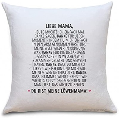 Löwenmama Flauschiges Kissen mit Text Geschenke Geschenkideen für Mama zum Geburtstag Zierkissen mit Füllung
