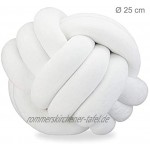 Relaxdays Knotenkissen geknotetes Kissen für Sofa Bett dekorativ skandinavisch Zierkissen Knoten Ø 25 cm weiß
