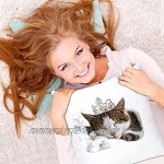 TRIOSK Kissen mit Katzenmotiv lustig Katze Prinzessin Dekokissen Geschenk für Katzenliebhaber Frauen Mädchen Kinder Zierkissen Füllung 40x40 Weiß Beige