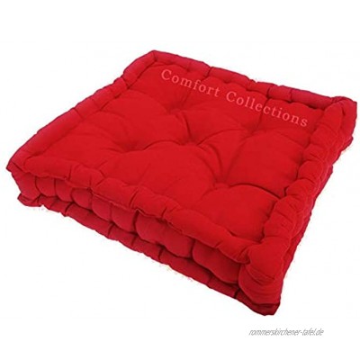 Comfort Collections Sitzerhöhung 100 % Baumwolle Füllung dick für Erwachsene Stuhl Sessel Garten Rot 45 cm x 45 cm + 10 cm Dicke