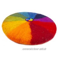feelz Filzkissen Sitzkissen rund Filz Regenbogen Spirale bunt 100% Wolle 35 cm Höhe 2-3 cm Handarbeit