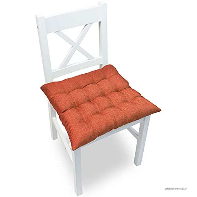 Stuhlkissen Stuhlpolster 4er Set gesteppten mit Schlaufen Küche und Garten viele Farben Orange