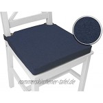 sunnypillow 4er Set Stuhlkissen mit Klettverschluss Polsterauflage Auflage für Stühle | Indoor Outdoor | Sitzkissen Sitzauflage | Maße: 42 vorne | 35 hinten x 40 x 5 cm | Blau |